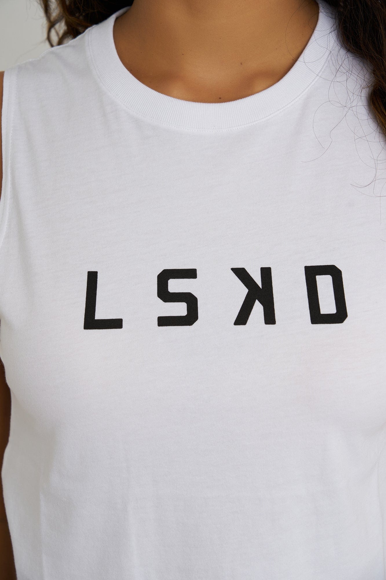 Model wearing Structure Tank - White-Black