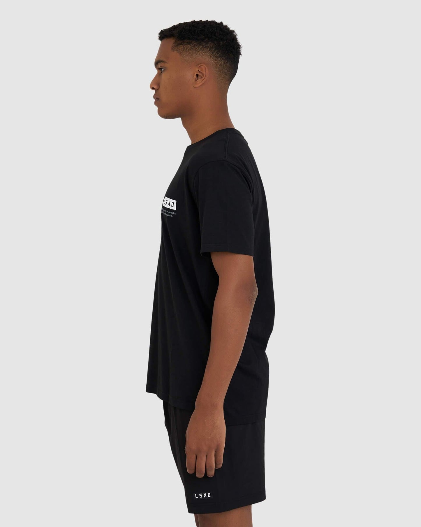 Model wearing Streets Tee - Black