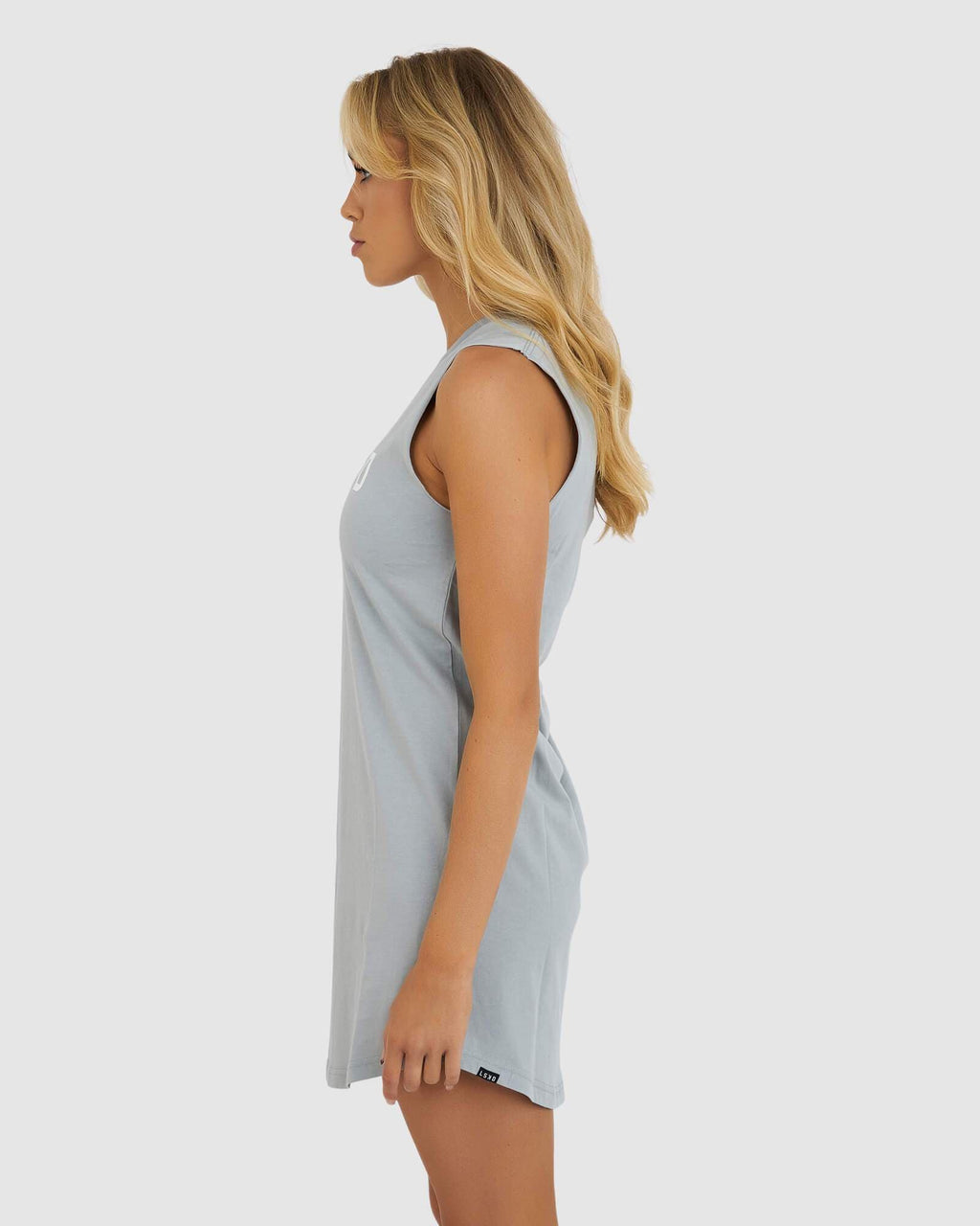 Model wearing Structure Dress - Quarry