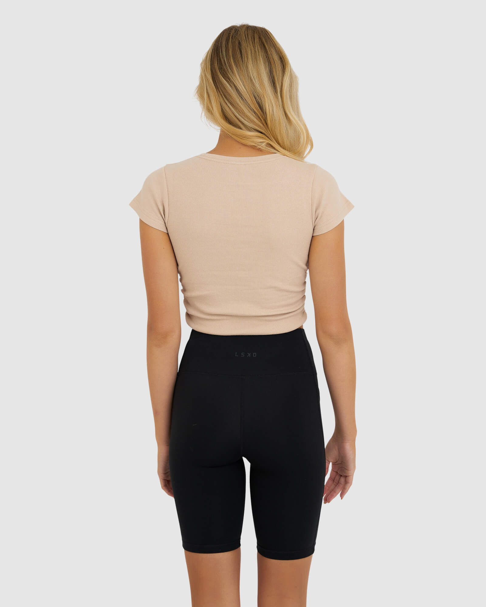 Model wearing Pull Up Tee - Nude