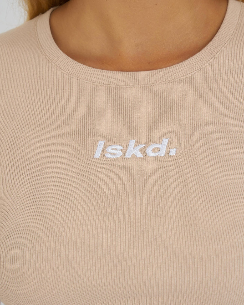 Model wearing Pull Up Tee - Nude