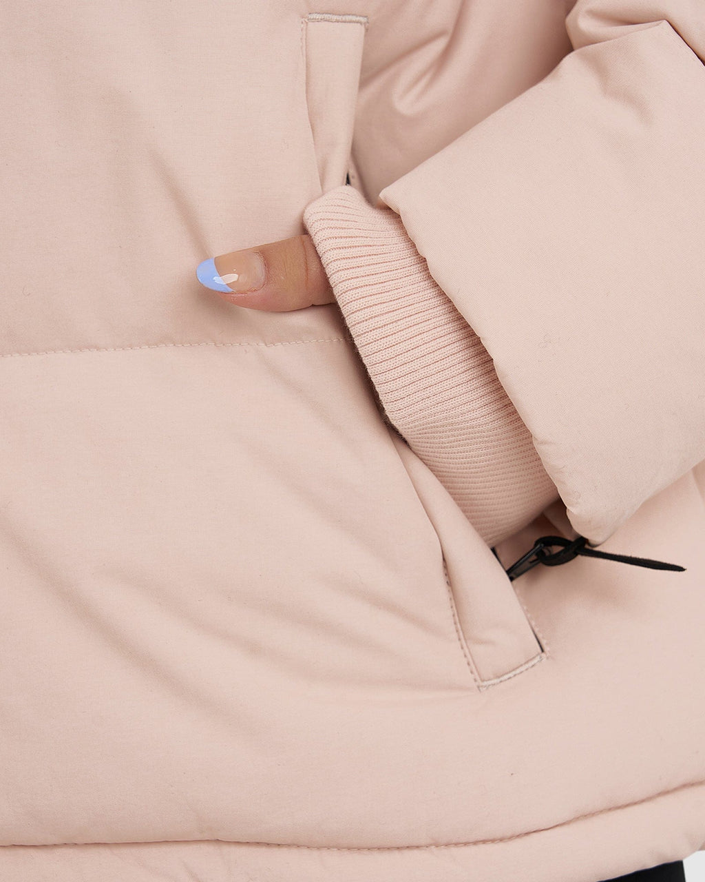 Model wearing Roasted Puffer Jacket 21 - Peach Whip