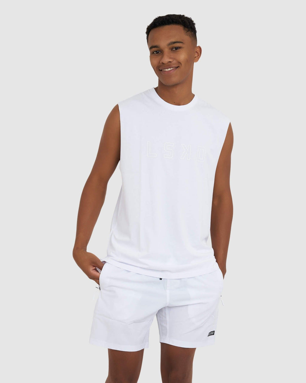 Model wearing Tidy Tank - White