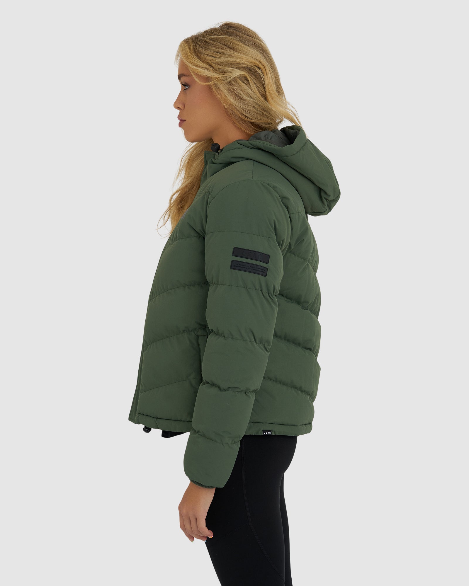 Model wearing Roasted Puffer Jacket 21  - Thyme