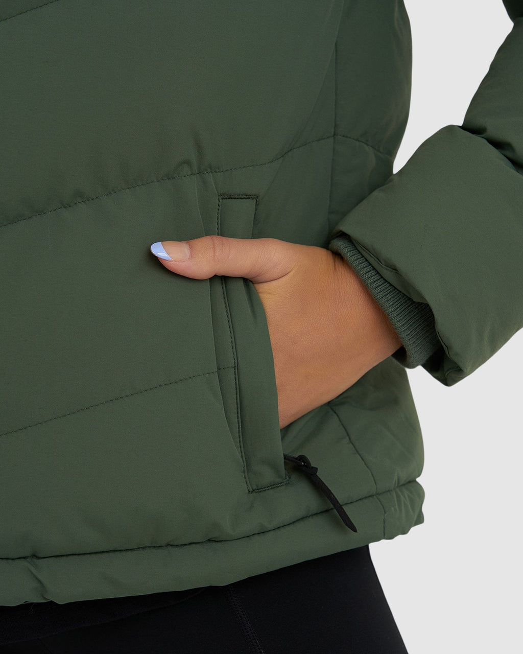 Model wearing Roasted Puffer Jacket 21  - Thyme