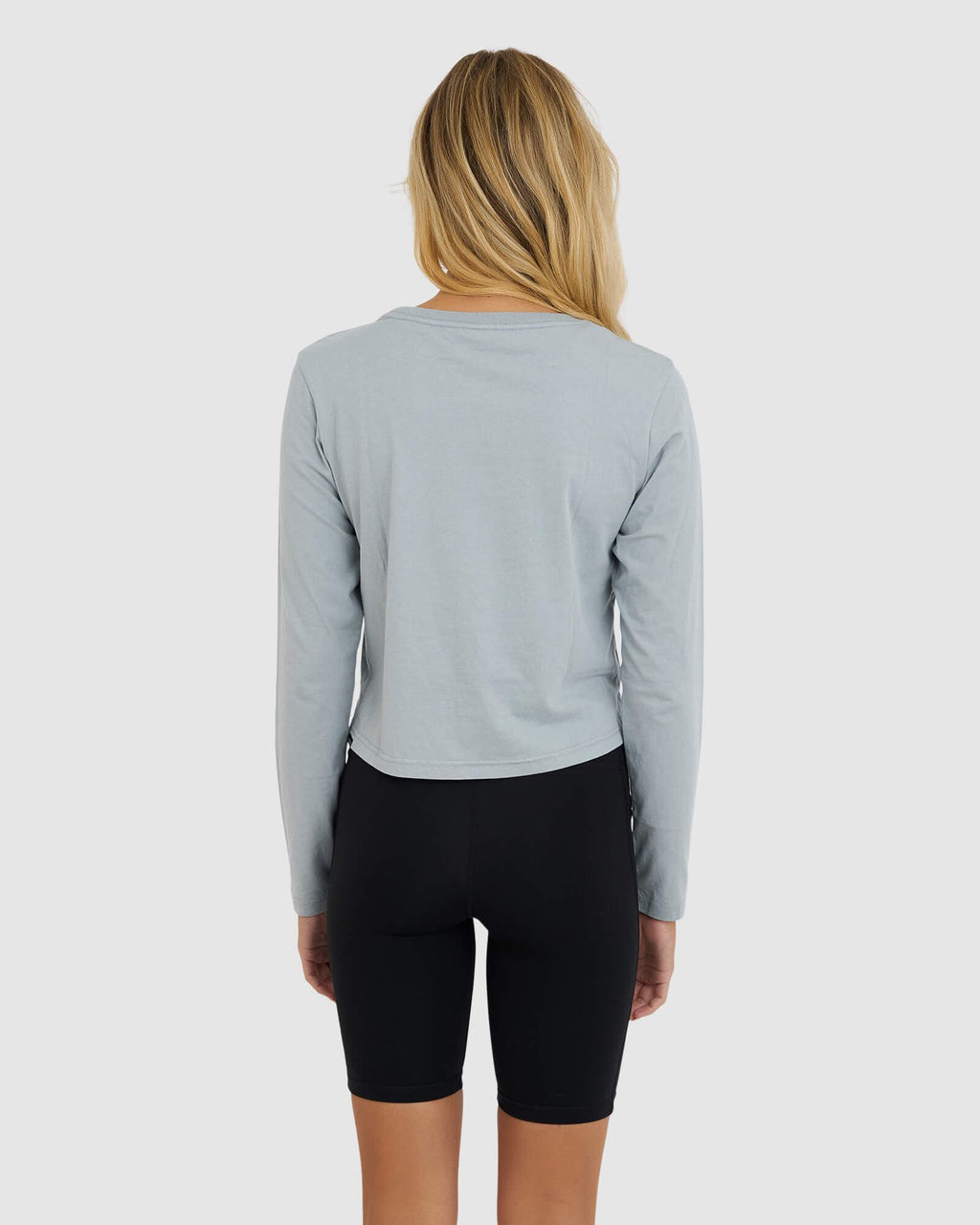 Model wearing Dough LS Tee - Quarry-Black-White