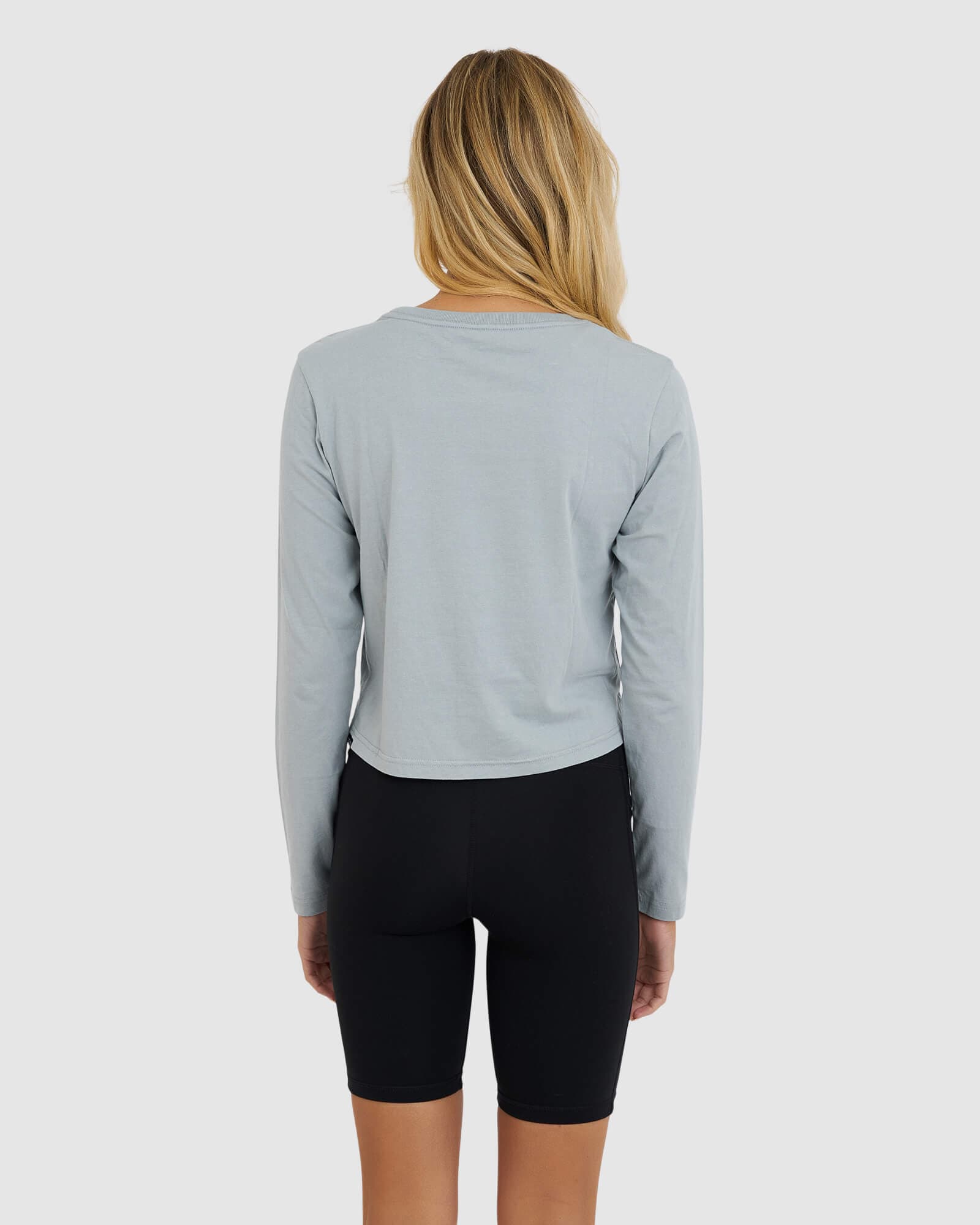 Model wearing Dough LS Tee - Quarry-Black-White