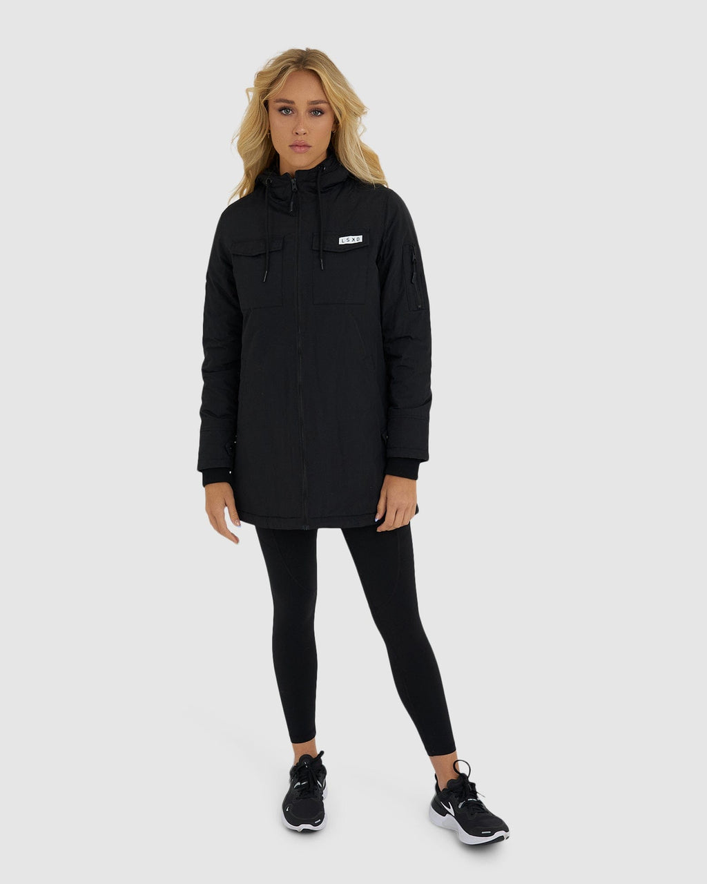 Model wearing Auxiliary Jacket 21 - Black