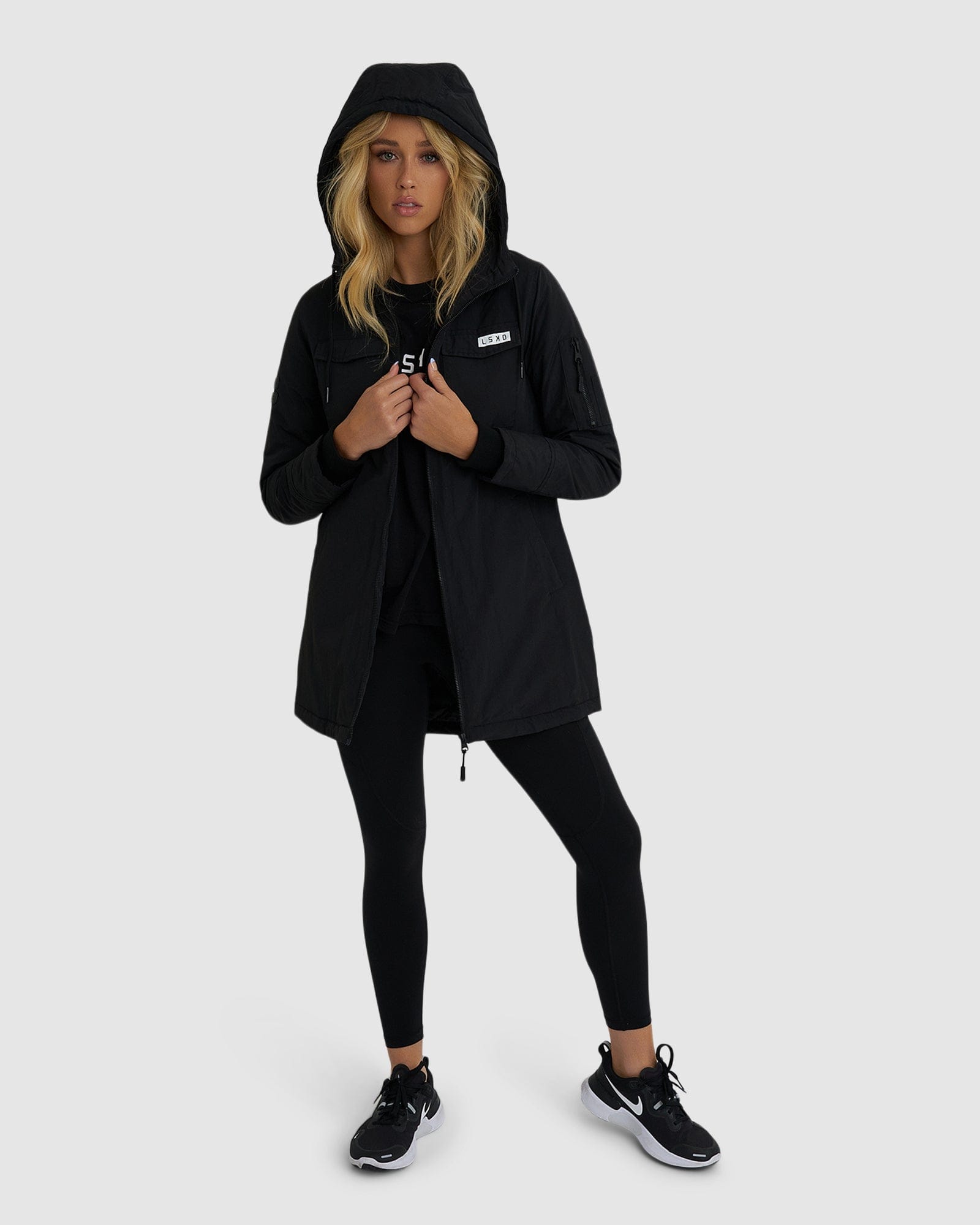 Model wearing Auxiliary Jacket 21 - Black