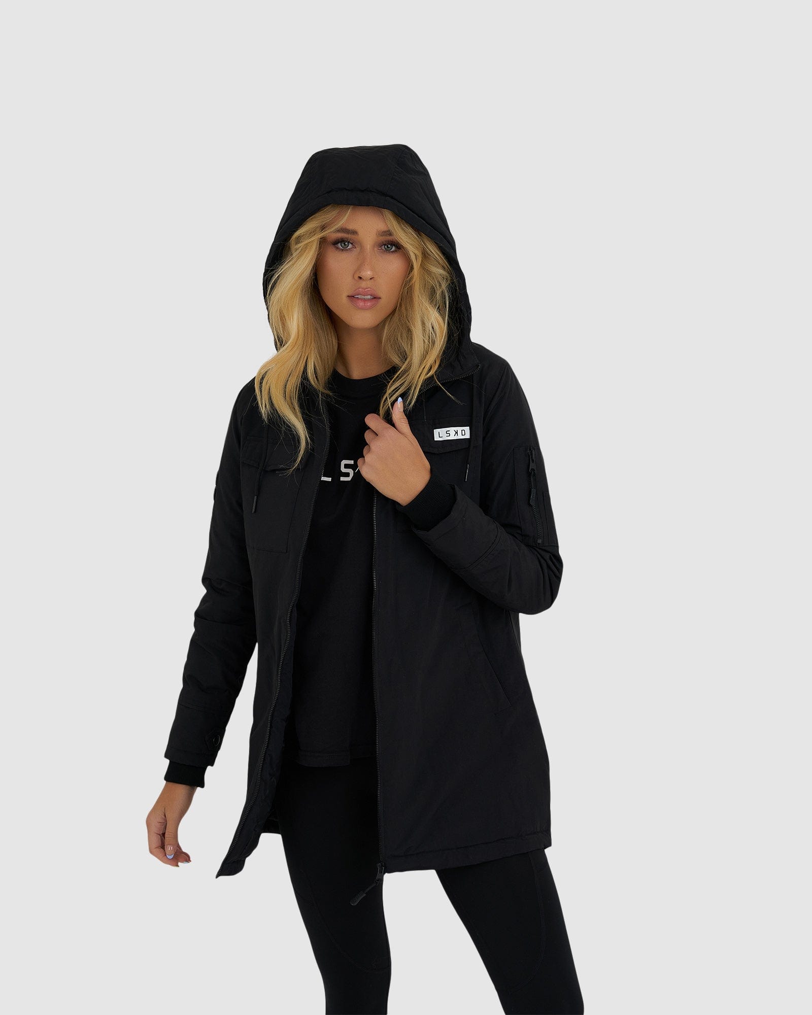 Model wearing Auxiliary Jacket 21 - Black