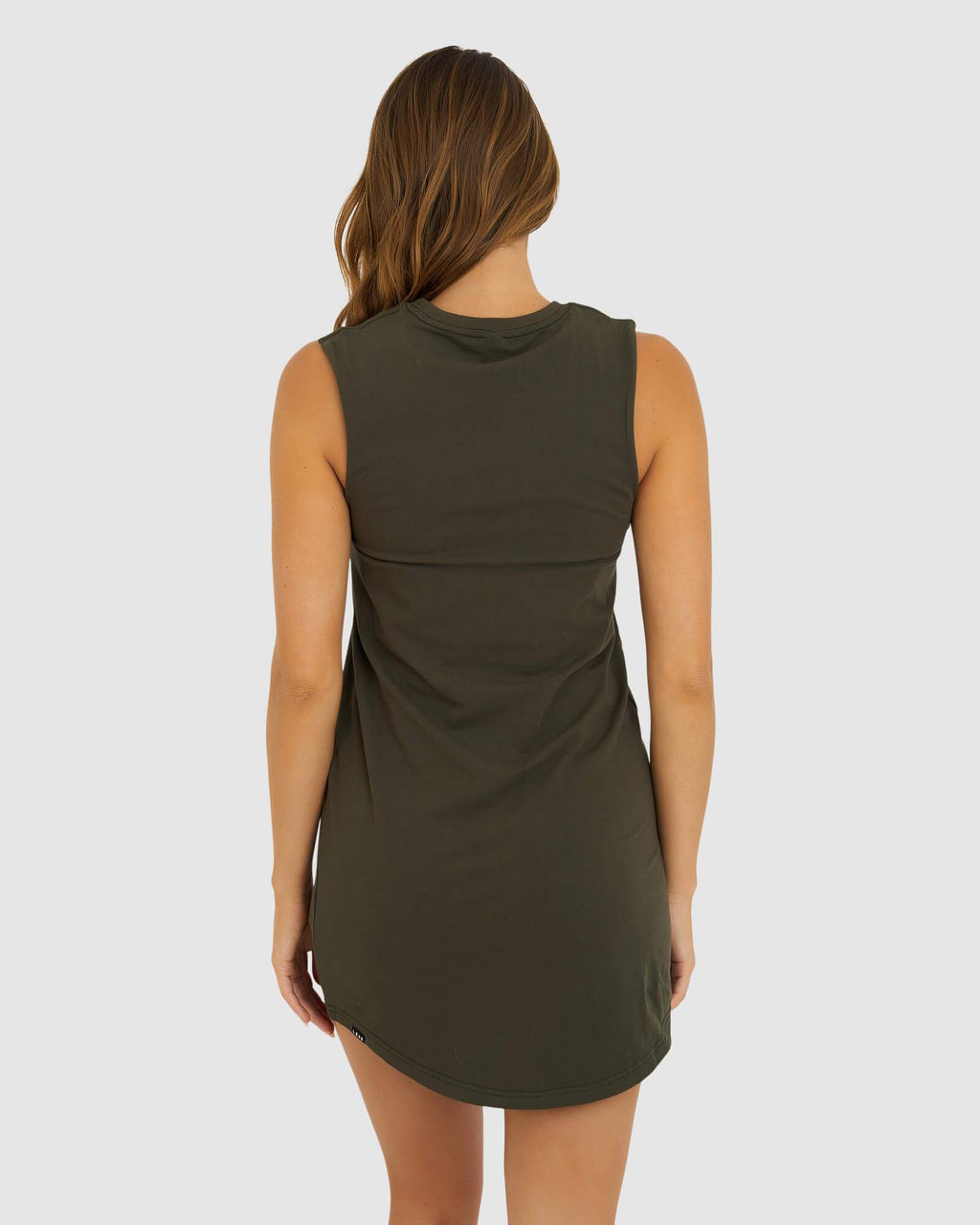 Model wearing Base Tank Dress - Forest Night