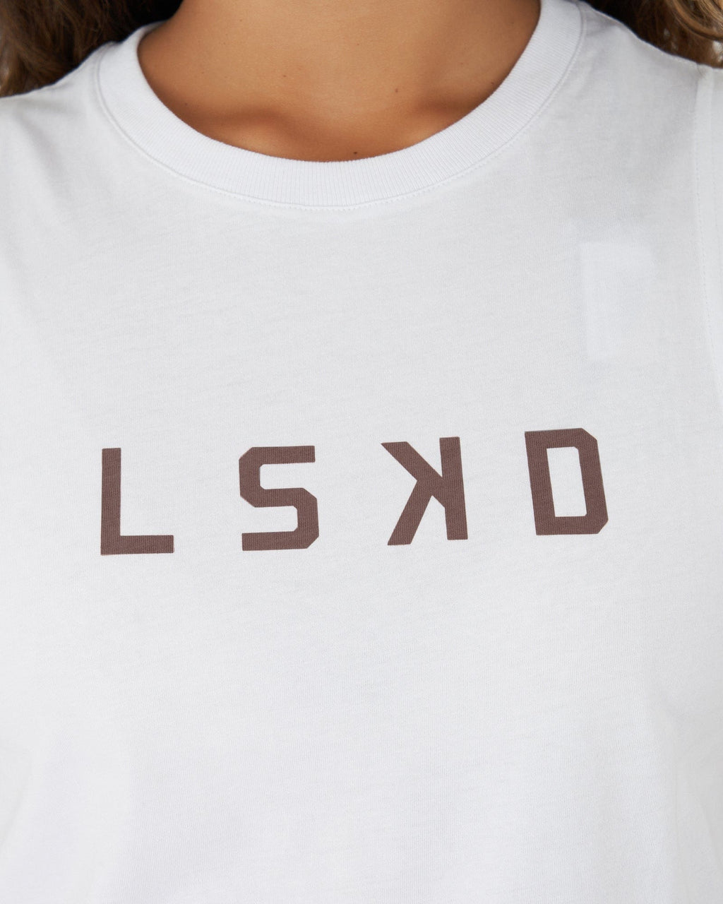 Model wearing Structure Tank - White-Peppercorn