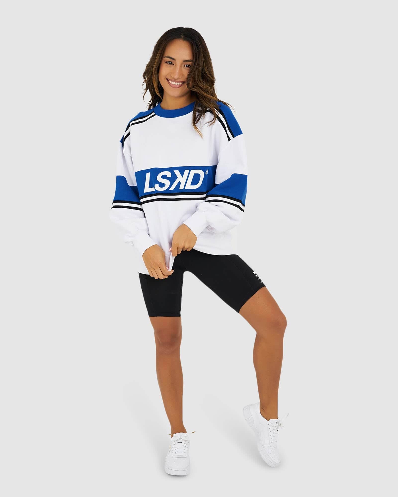 Model wearing Unisex A-Team Sweater Oversize - White