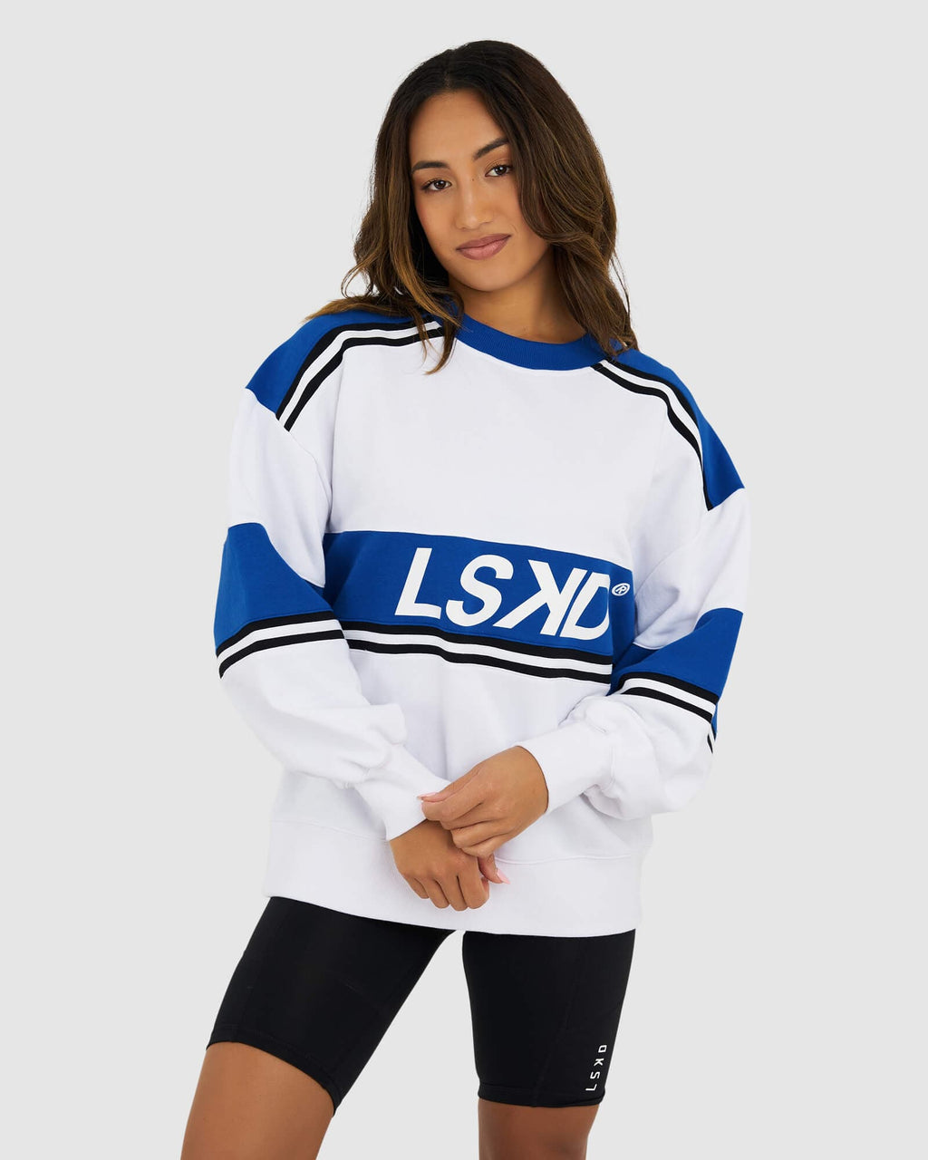 Model wearing Unisex A-Team Sweater Oversize - White