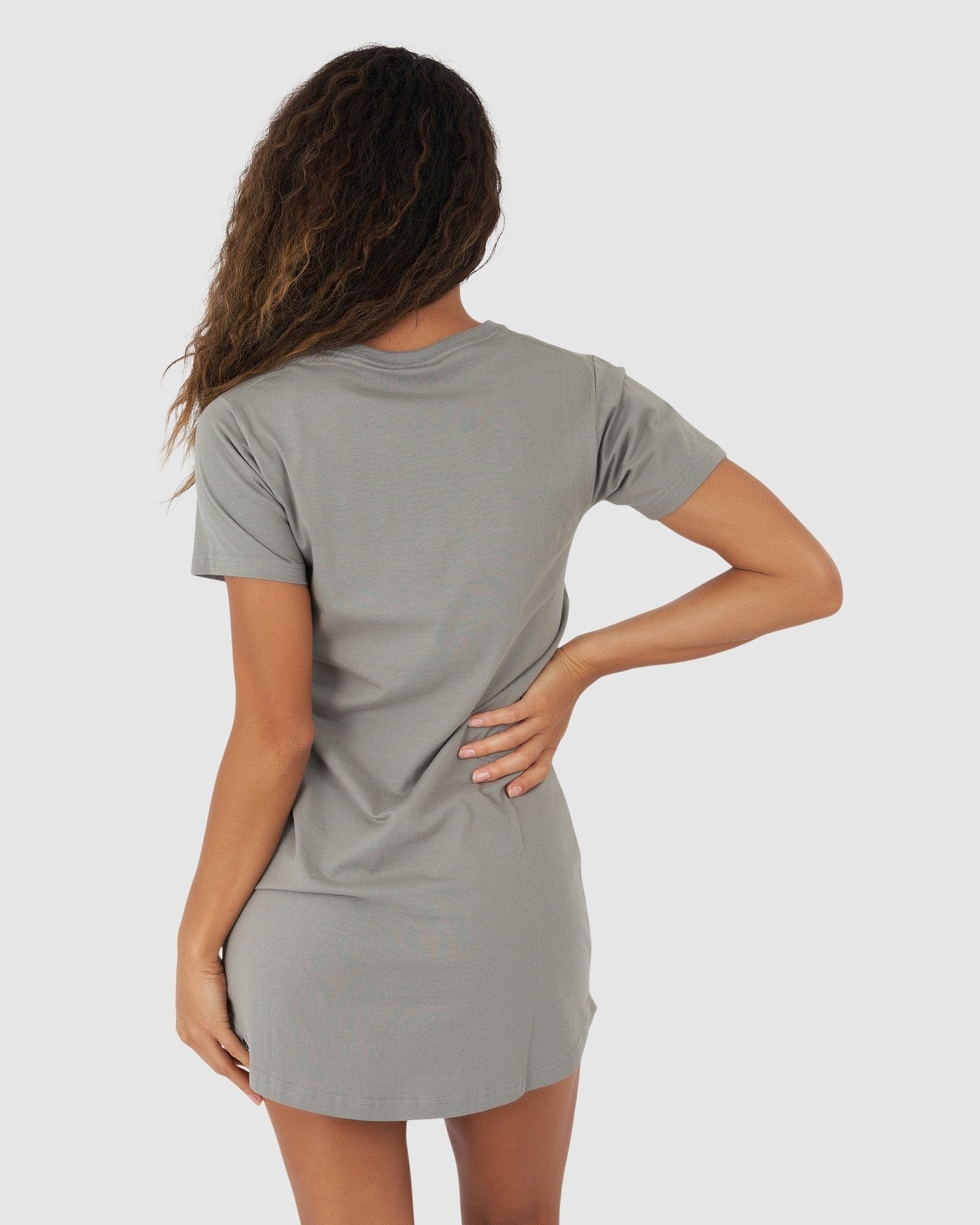 Model wearing Field Tee Dress - Frost Grey