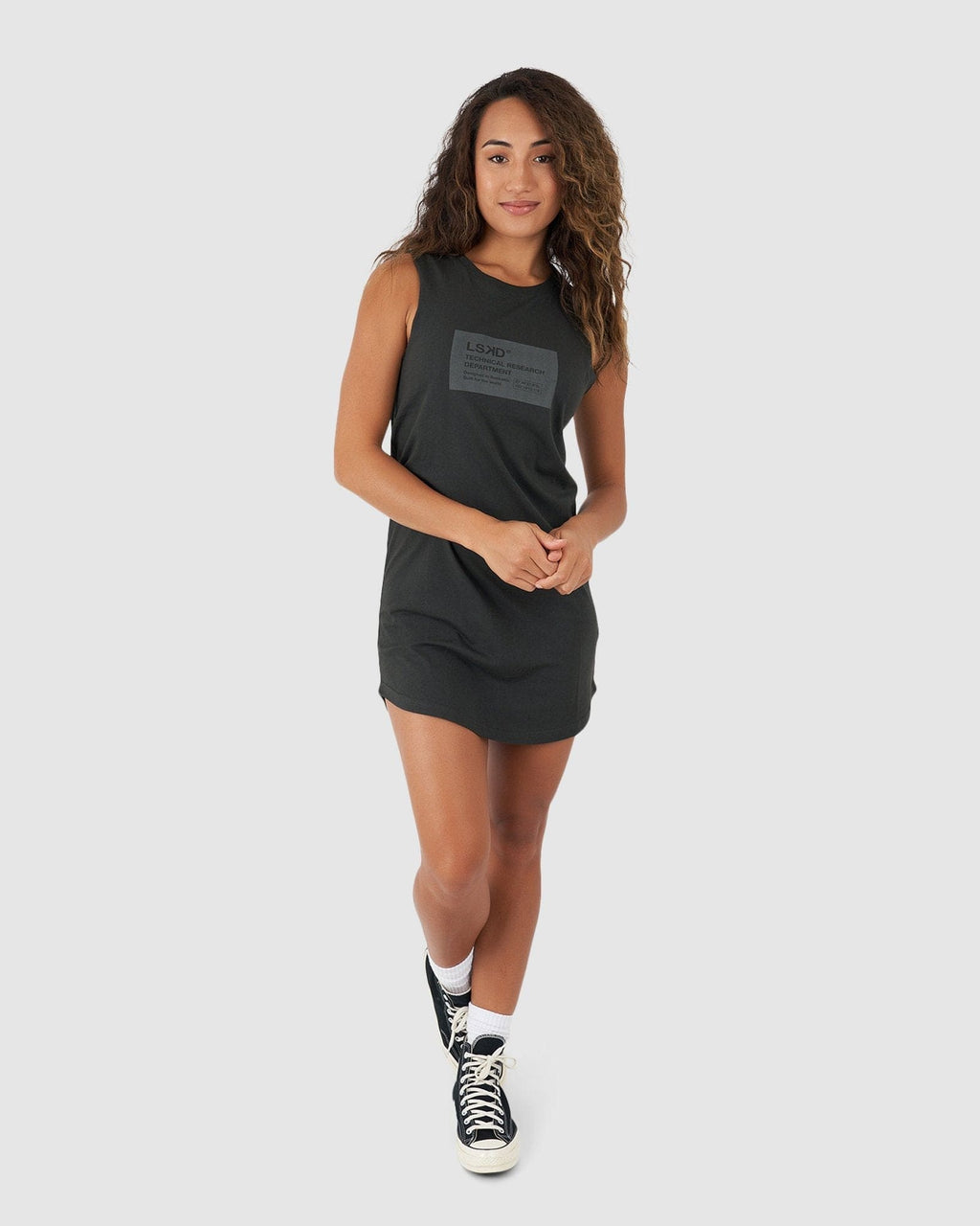 Model wearing Pump Tank Dress - Pirate Black