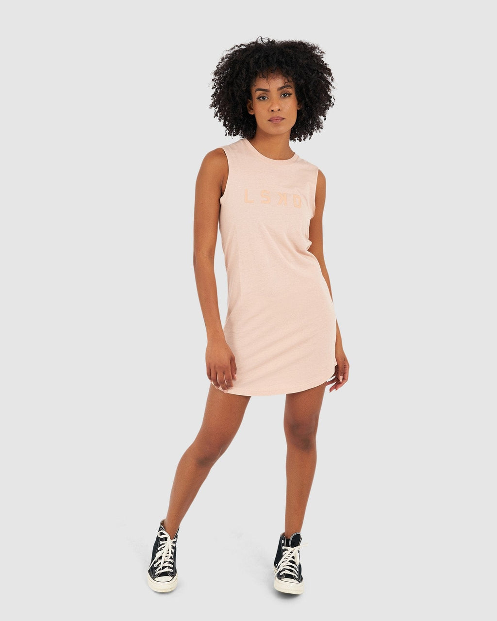 Model wearing Structure Dress - Dusty Pink