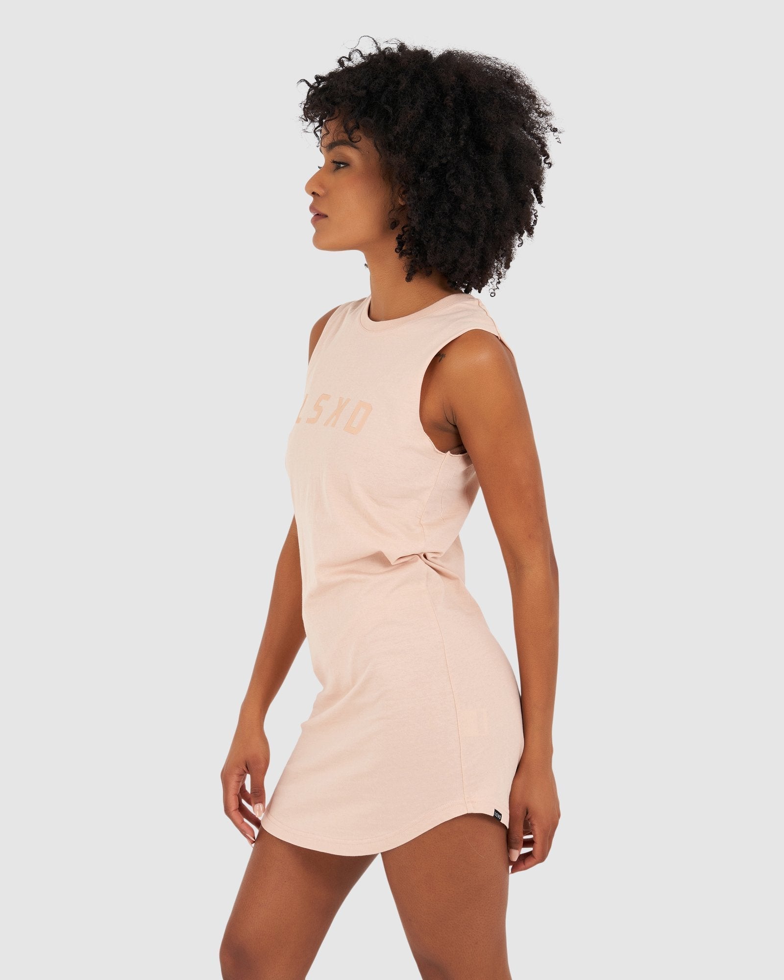 Model wearing Structure Dress - Dusty Pink