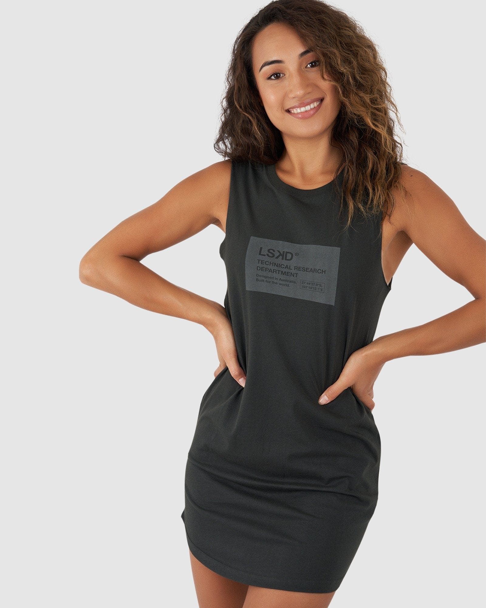 Model wearing Pump Tank Dress - Pirate Black