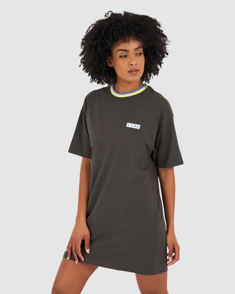 Model wearing Edged Tee Dress - Vintage Black