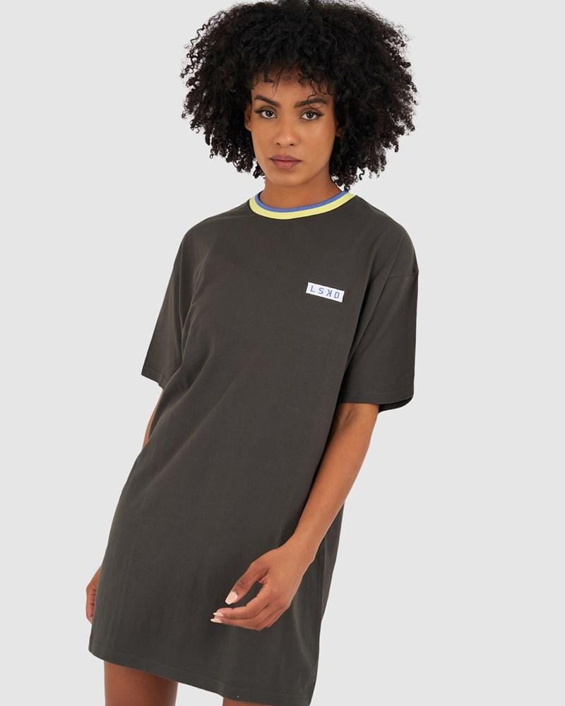 Model wearing Edged Tee Dress - Vintage Black