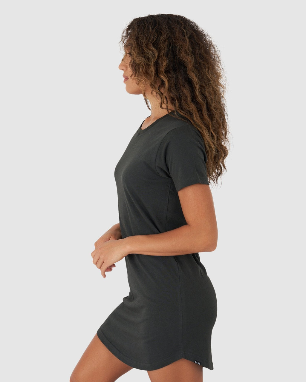 Model wearing Field Tee Dress - Pirate Black