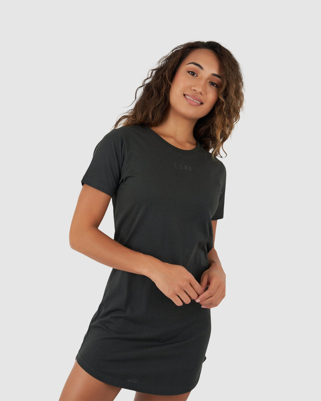 Model wearing Field Tee Dress - Pirate Black