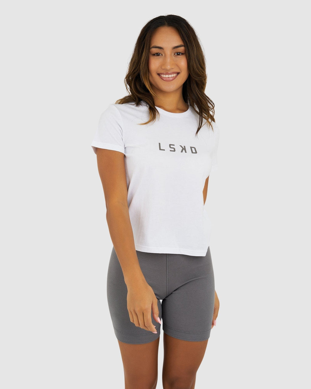 Model wearing Structure Tee - White-Shade