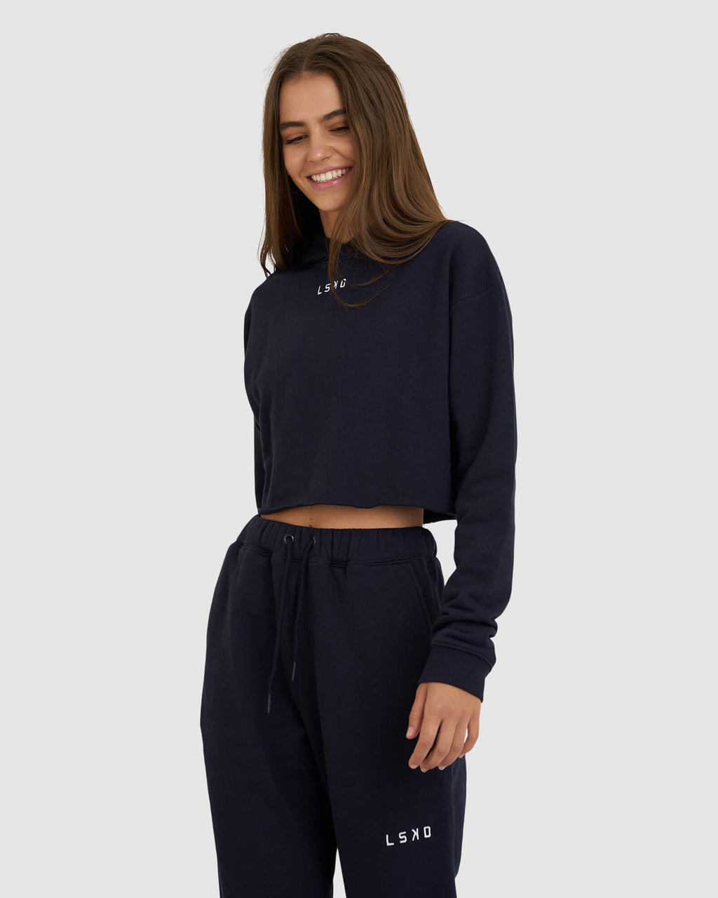 Model wearing Field Pullover - Navy