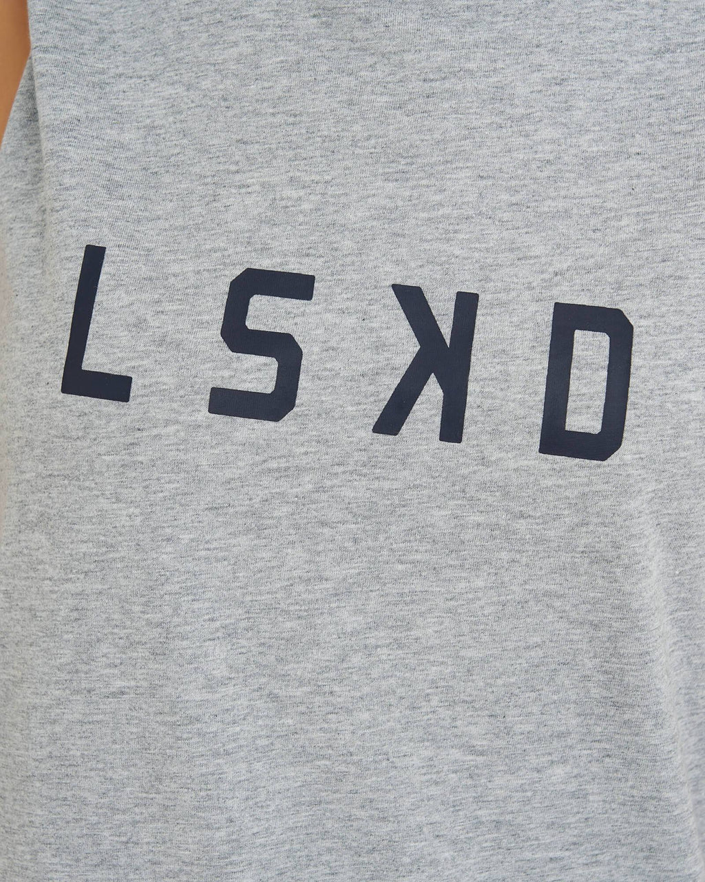 Model wearing Structure Dress - Lt Grey Marl-Navy