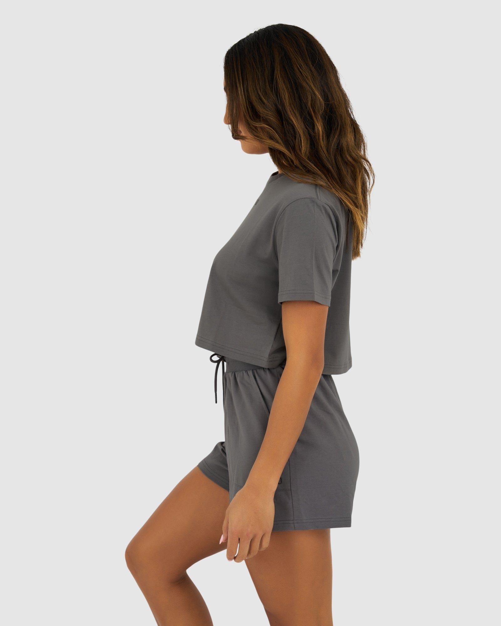 Model wearing Field Crop Tee - Shade