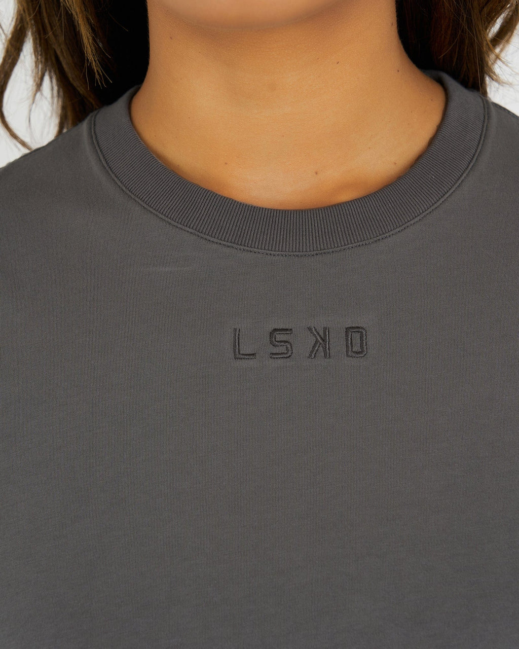 Model wearing Field Crop Tee - Shade