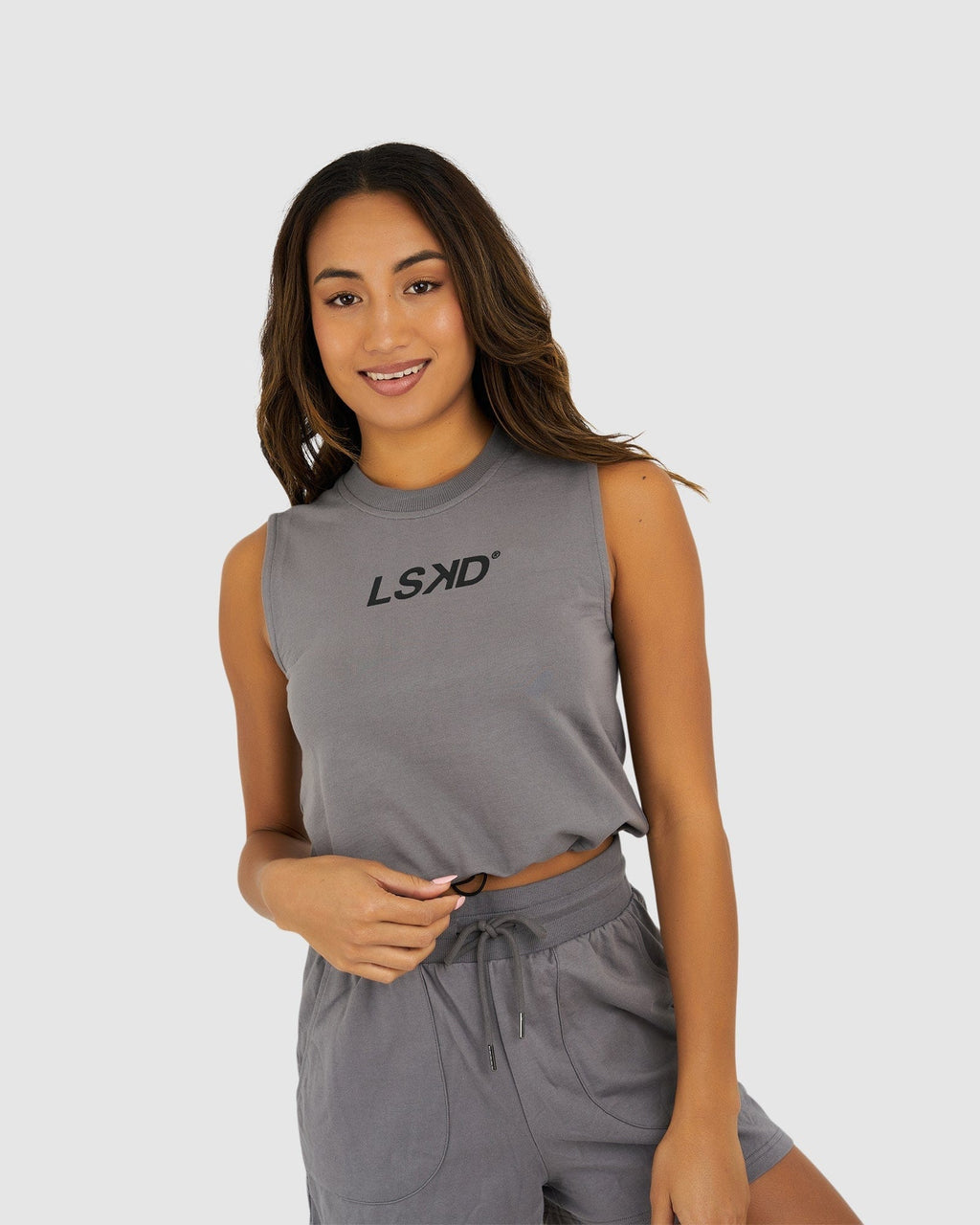 Model wearing Oscar Tank - Shade