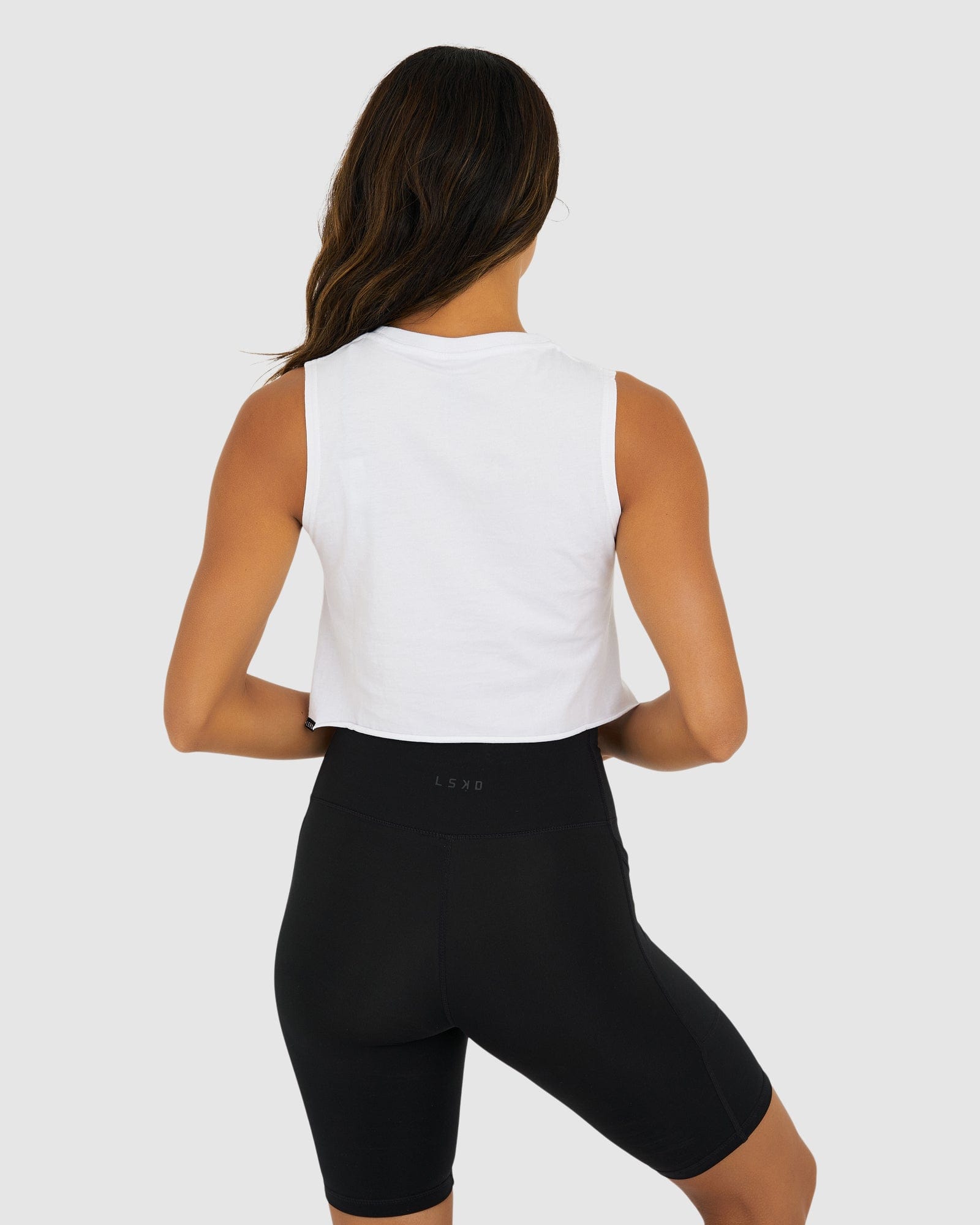 Model wearing Venice Tank - White- Shade