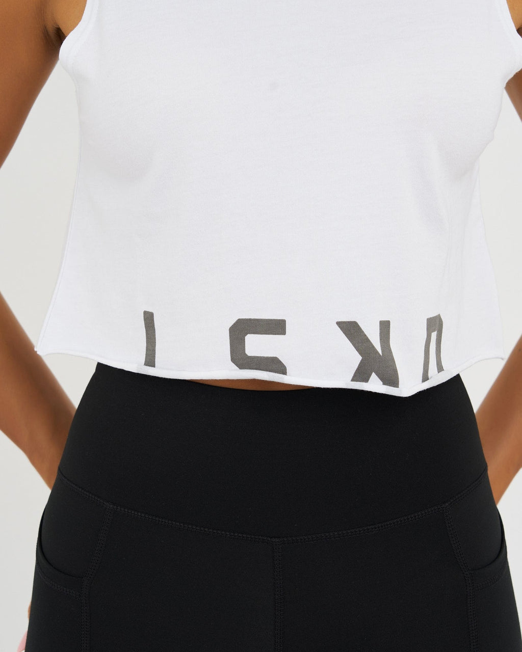 Model wearing Venice Tank - White- Shade