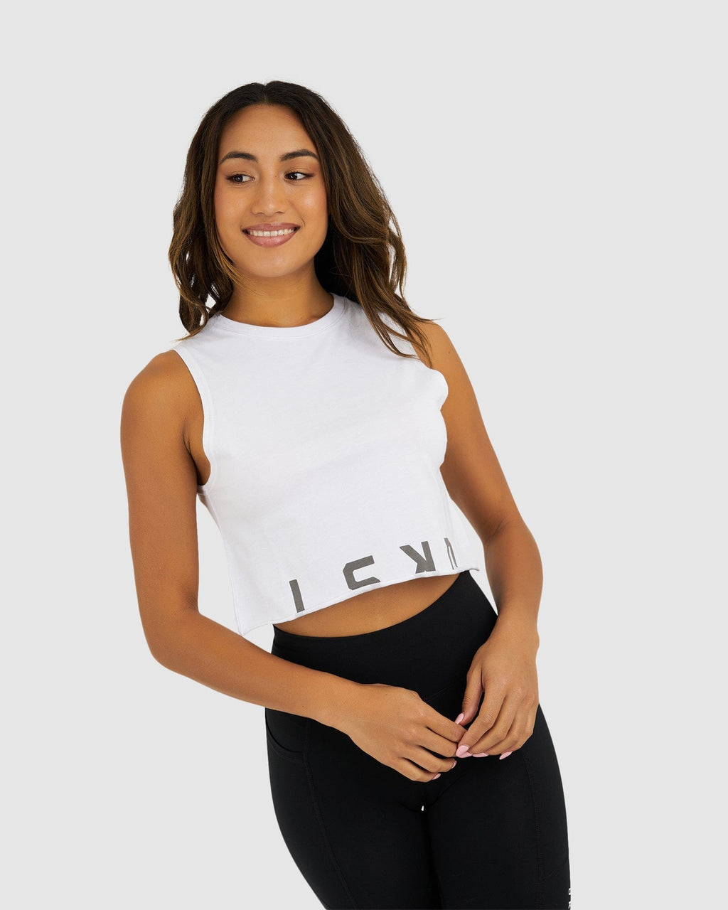 Model wearing Venice Tank - White- Shade