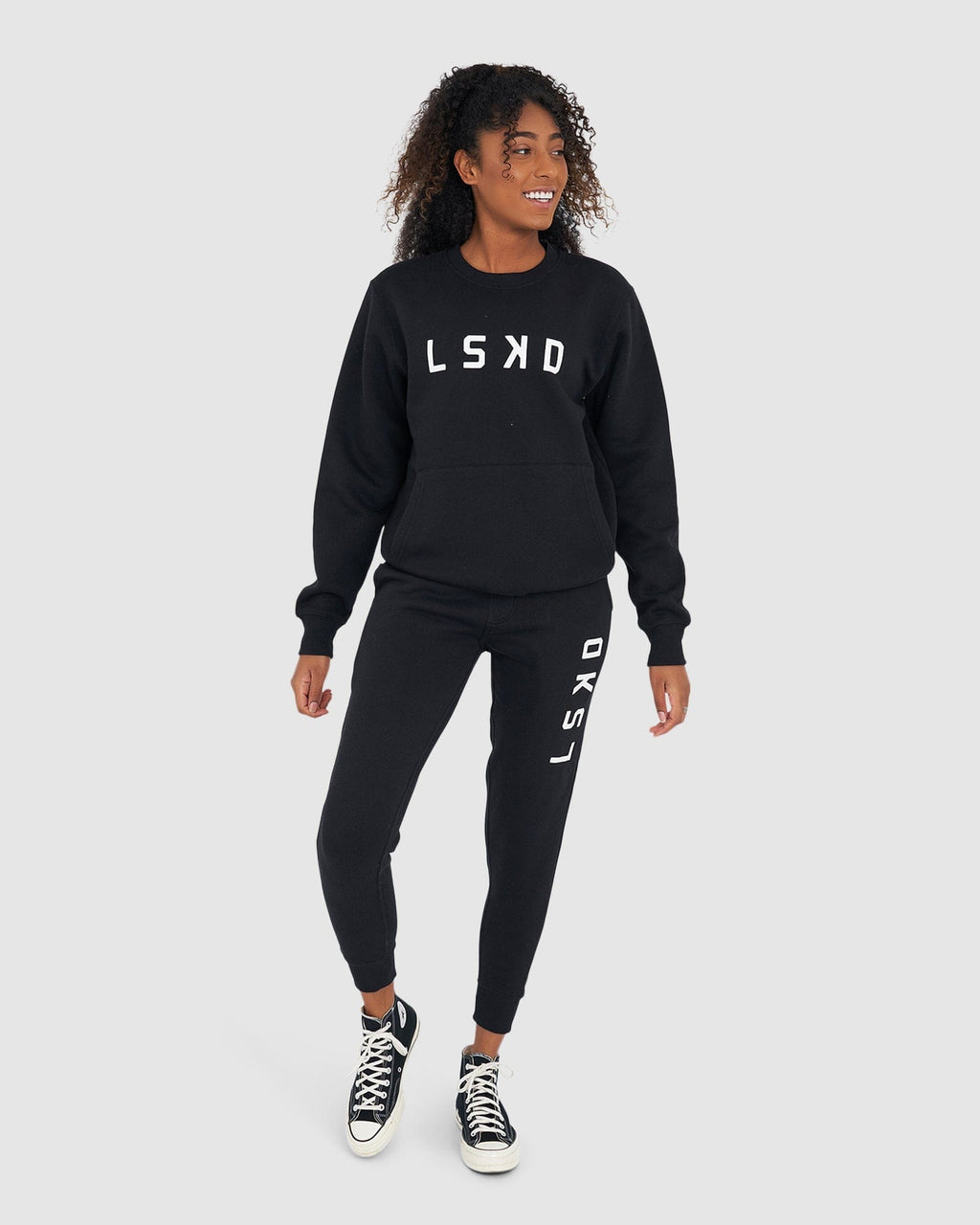 Model wearing Unisex Structure Sweater - Black-White