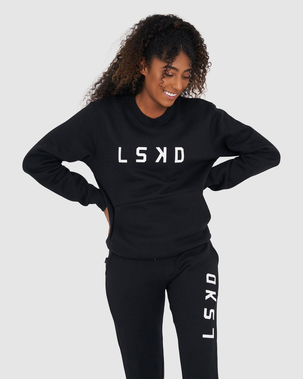 Model wearing Unisex Structure Sweater - Black-White