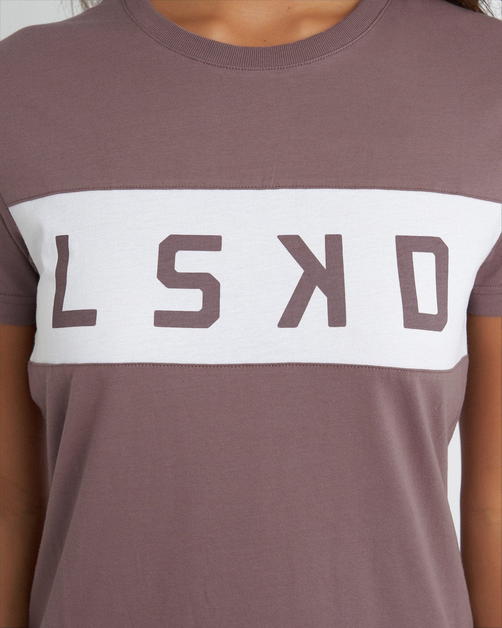 Model wearing Dough Tee Dress - Mauve