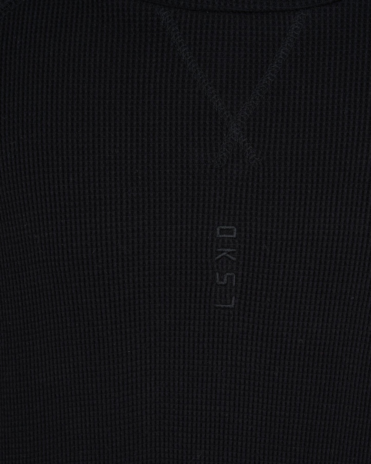 Model wearing Unisex 5am Waffle Hood - Black-Black