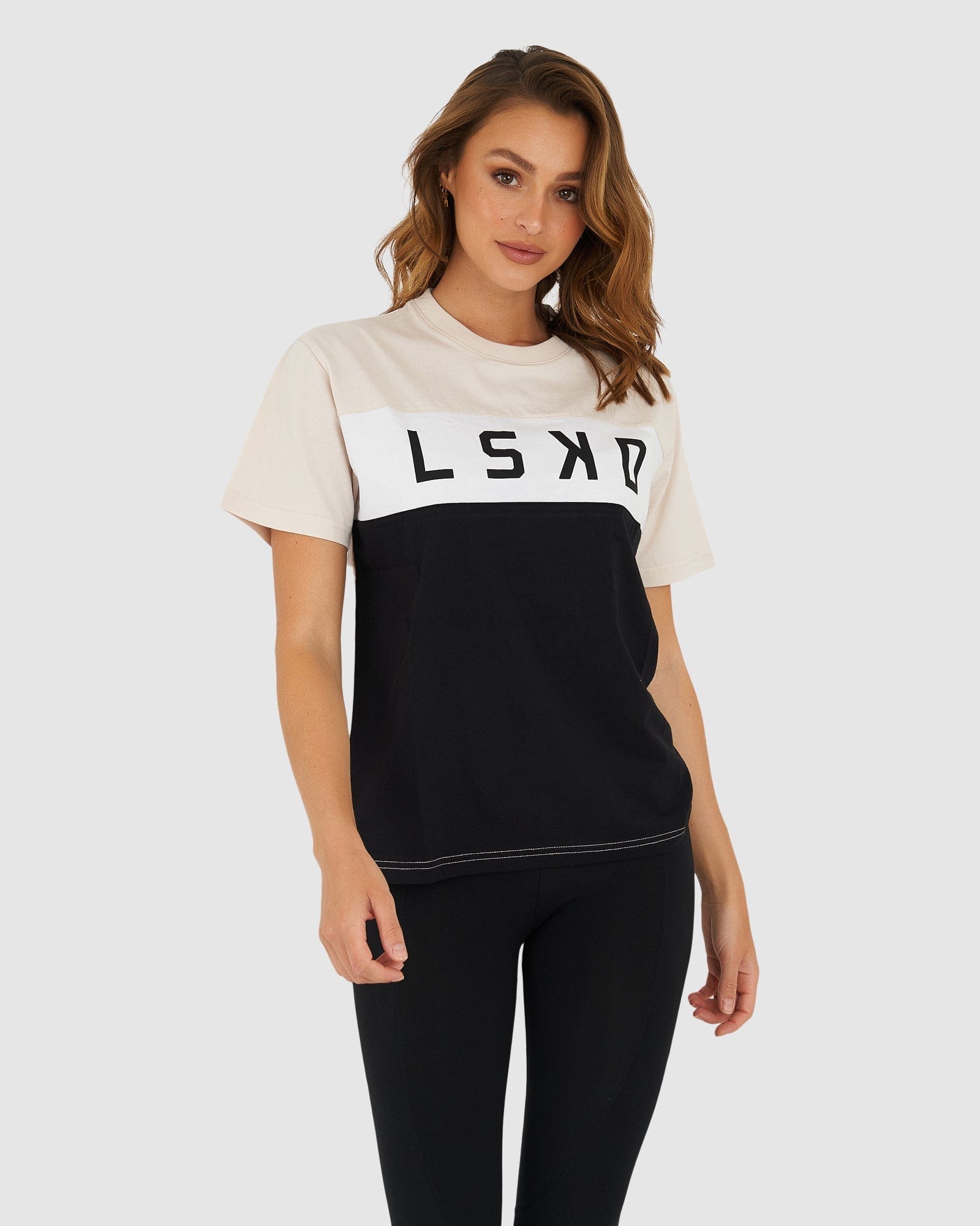 Model wearing Dough Tee - Pearl-Black