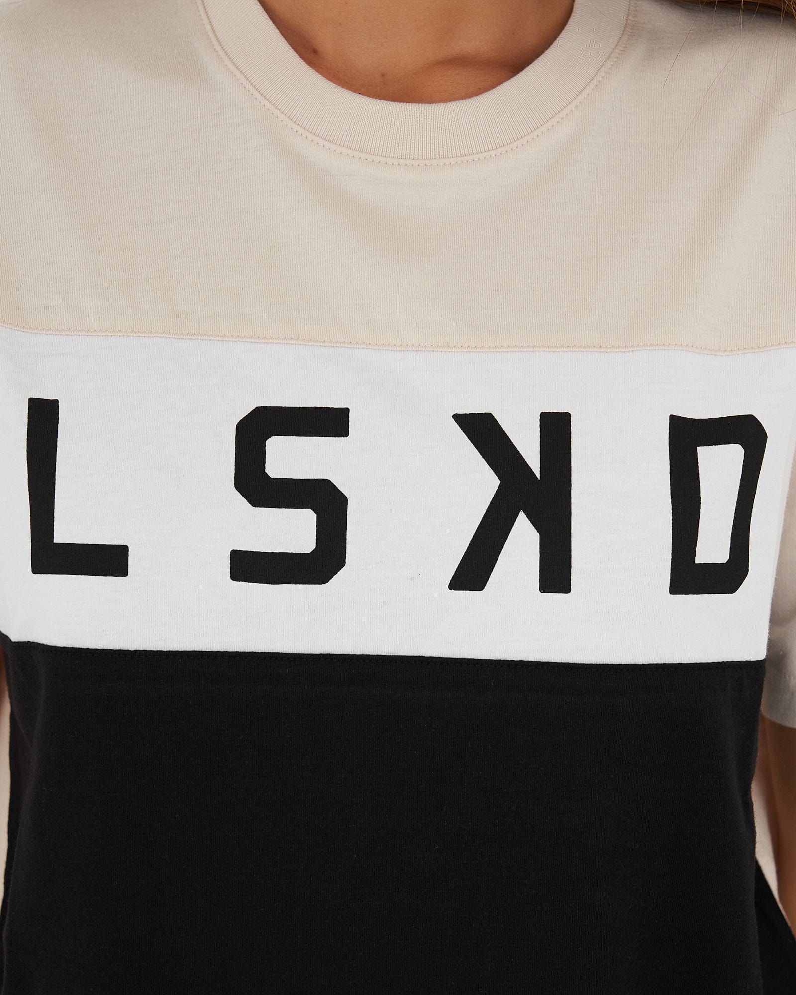 Model wearing Dough Tee - Pearl-Black