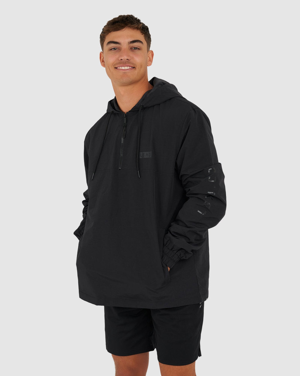 Model wearing Rodman Track Jacket - Black-Black