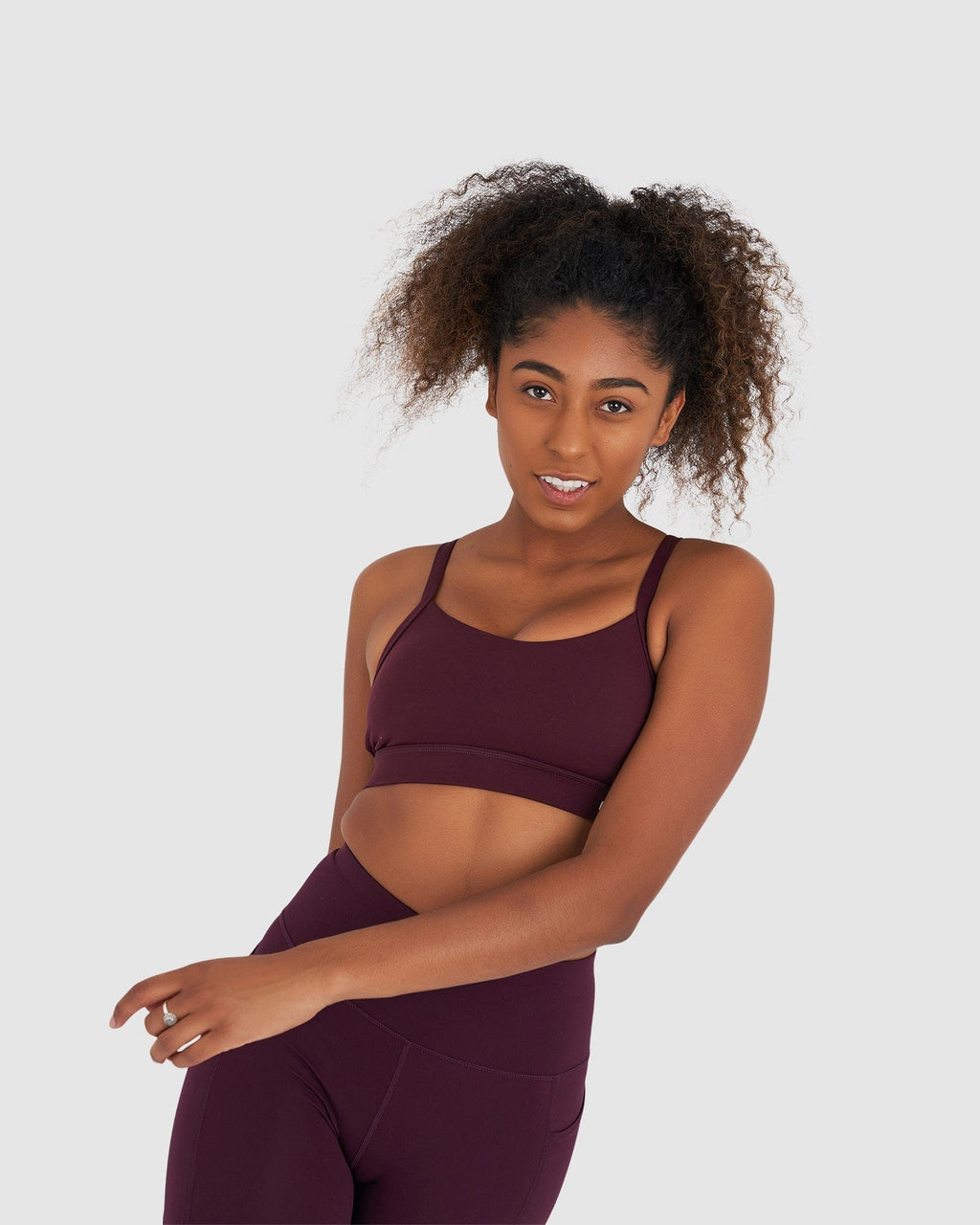 Model wearing Rep Short Tight Small Logo - Wine