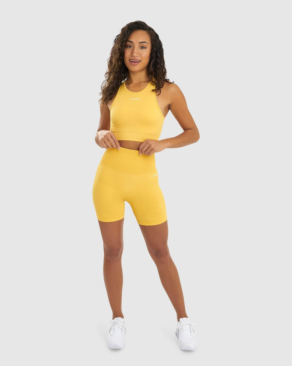 Model wearing Limitless Seamless Crop Top - Sunny