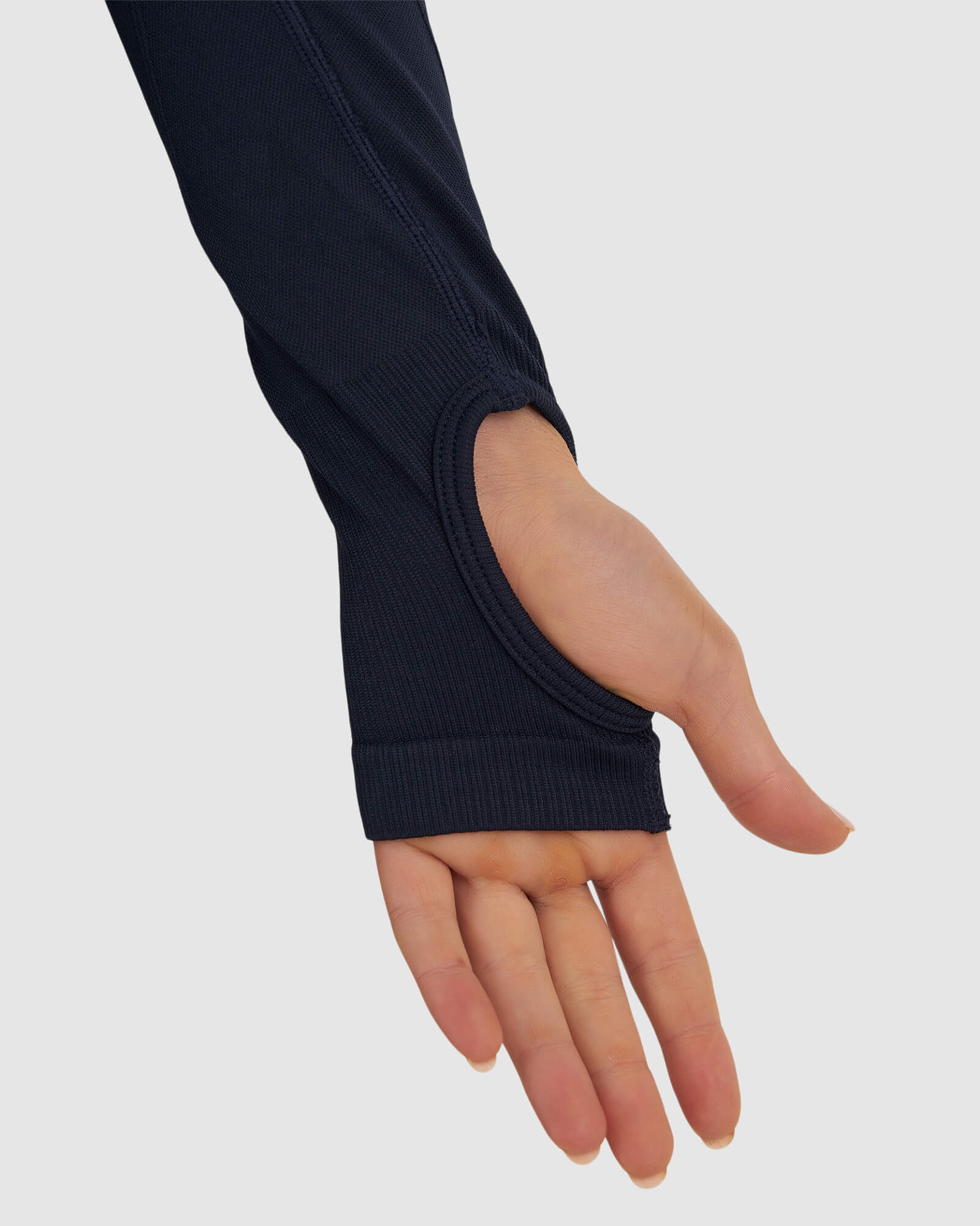 Model wearing Seamless LS Top - Navy