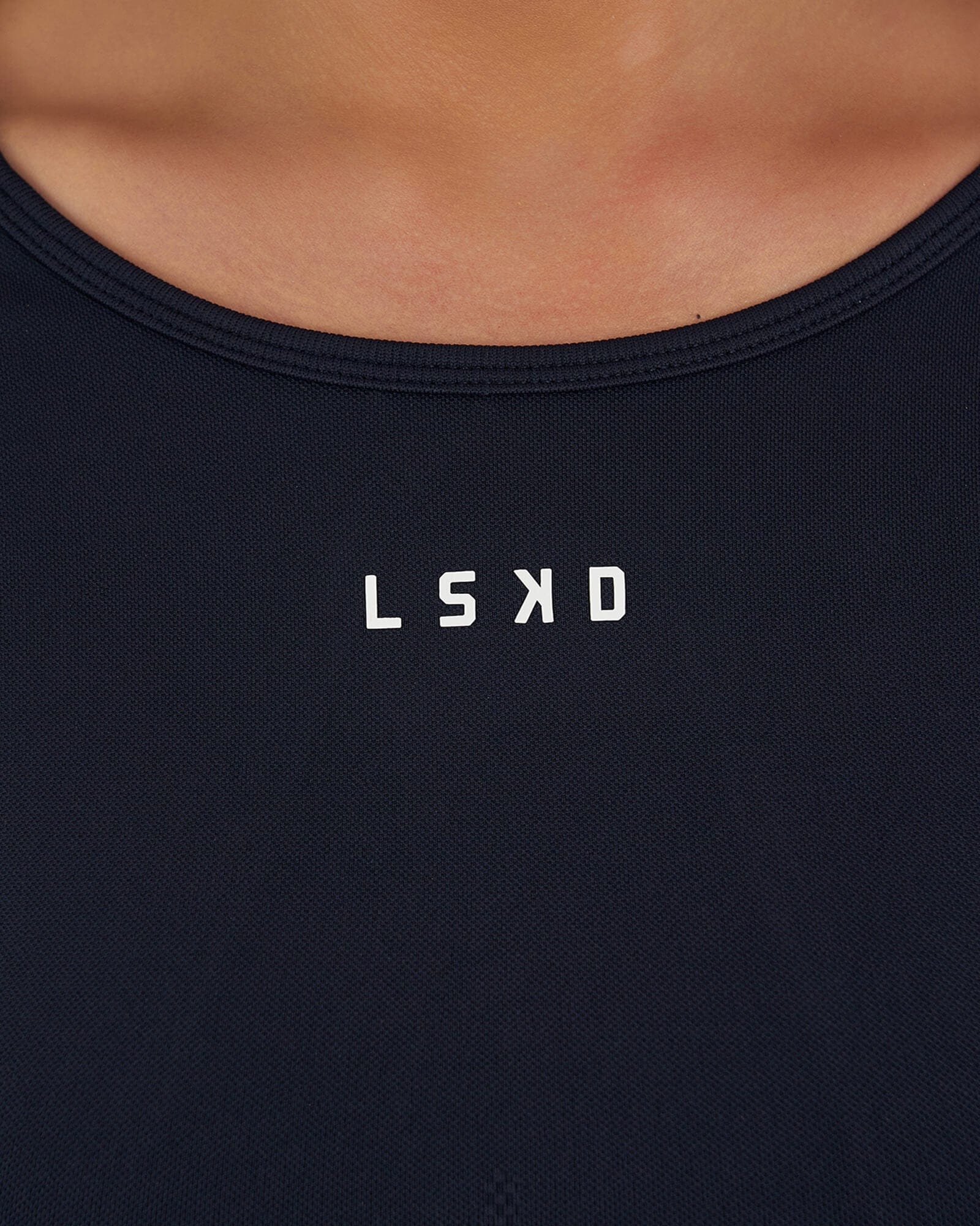 Model wearing Seamless LS Top - Navy