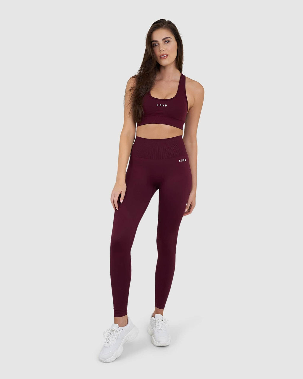 Model wearing Limitless Seamless Sports Bra - Wine