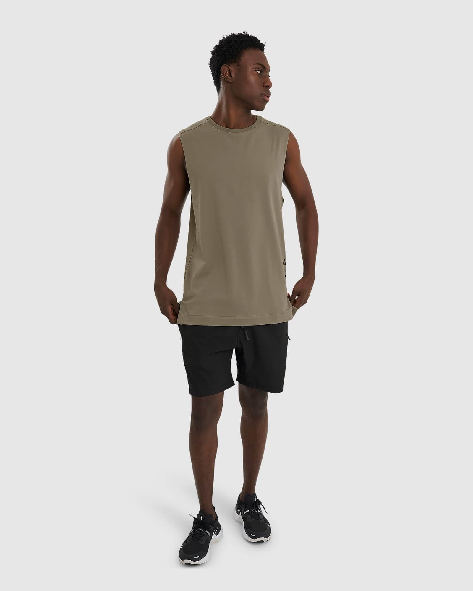 Model wearing Flex Tank - Dusty Olive