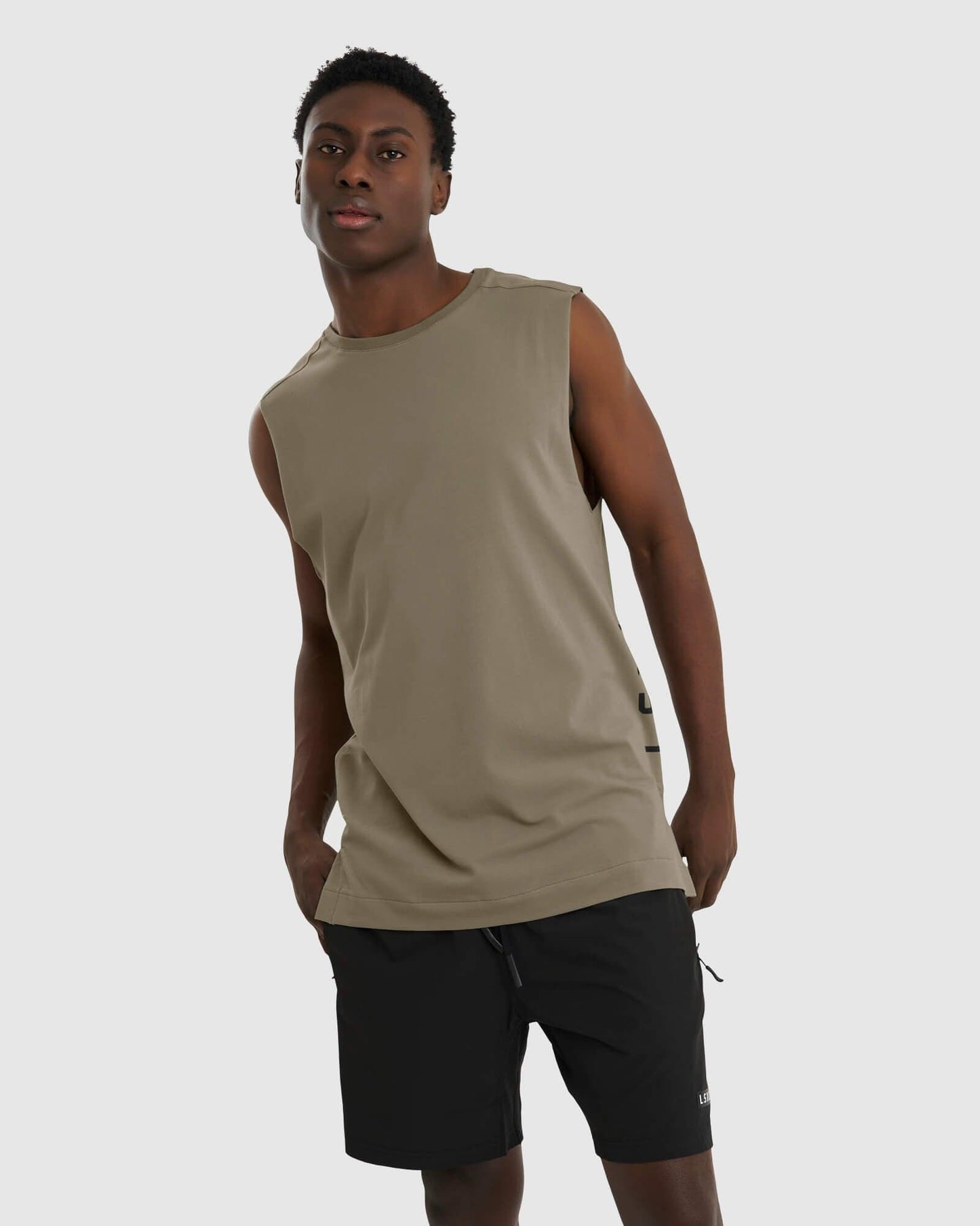 Model wearing Flex Tank - Dusty Olive
